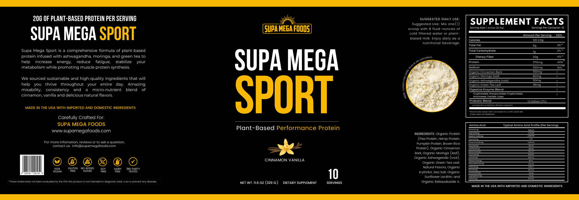 Supa Mega Sport Plant-Based Protein (10 Servings)