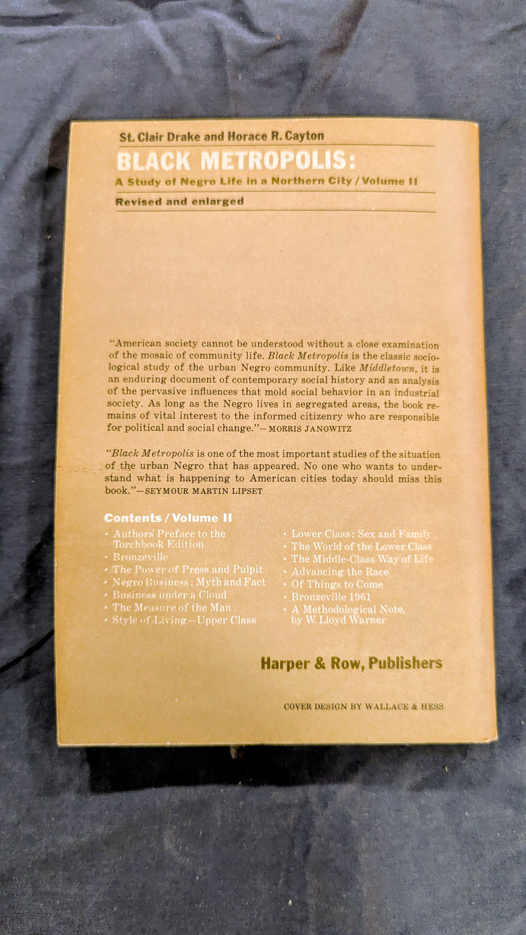 "Black Metropolis: A Study of Negro Life in a Northern City" (Vol. II) – Vintage 1962 Edition