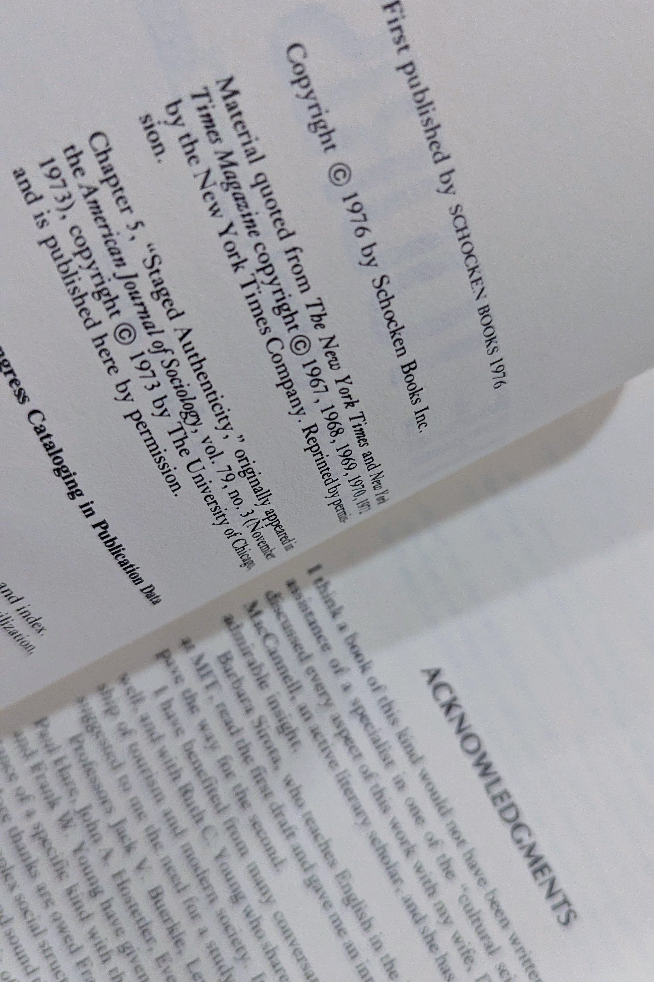 The Tourist: A New Theory of the Leisure Class" by Dean MacCannell (Vintage 1976 Edition)