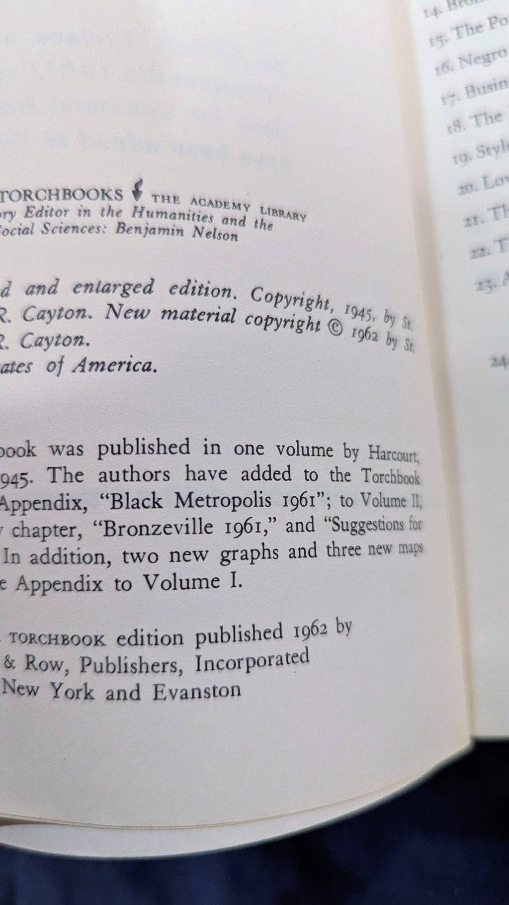 "Black Metropolis: A Study of Negro Life in a Northern City" (Vol. II) – Vintage 1962 Edition