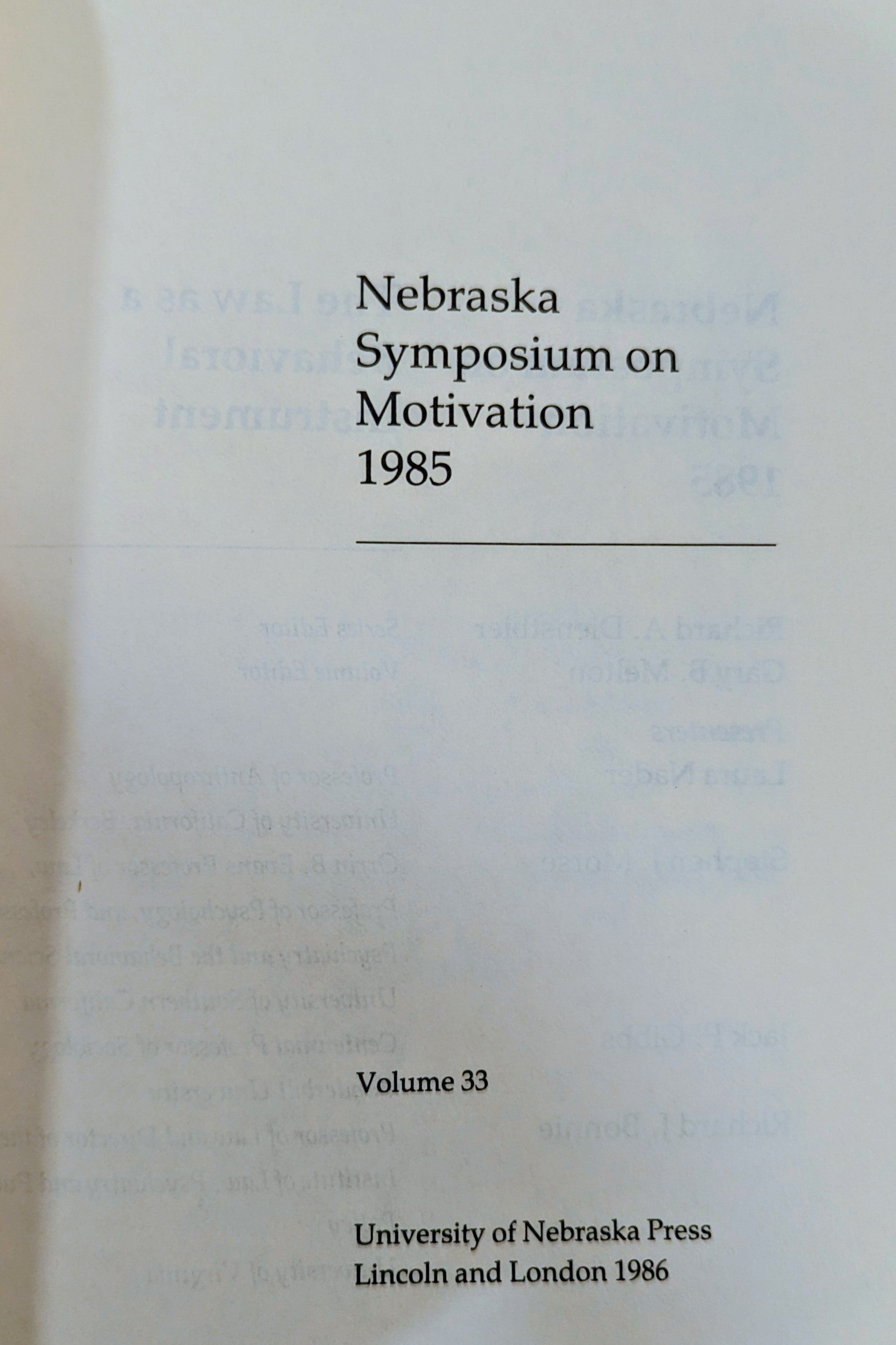 The Law as a Behavioral Instrument" (Nebraska Symposium on Motivation, 1985)
