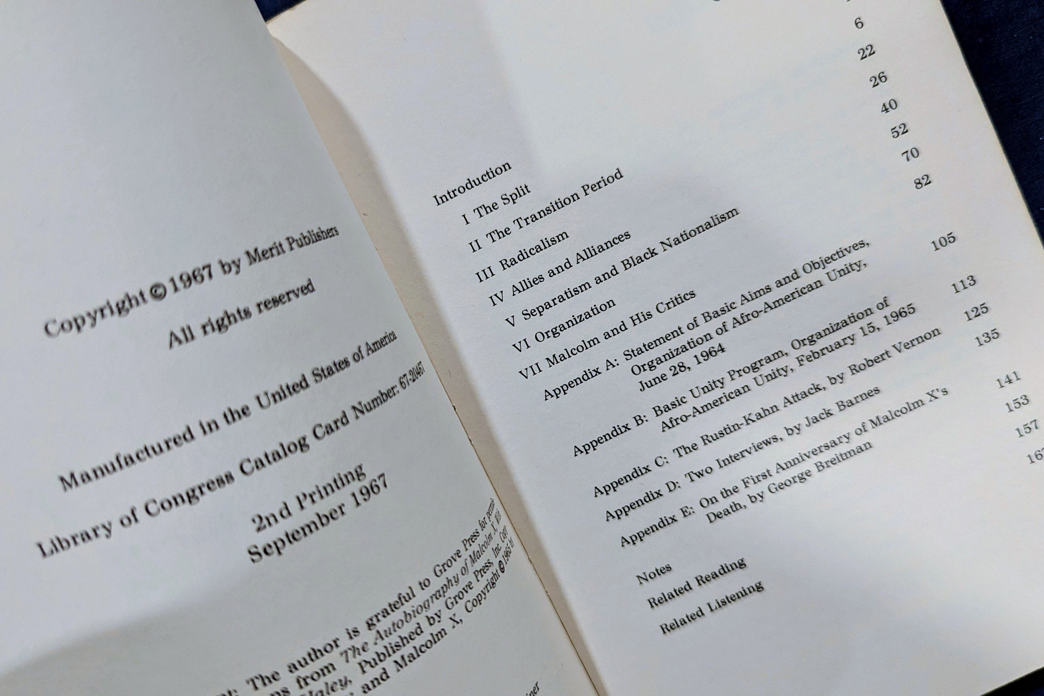 "The Last Year of Malcolm X: The Evolution of a Revolutionary" by George Breitman (Vintage 1967 Edition)