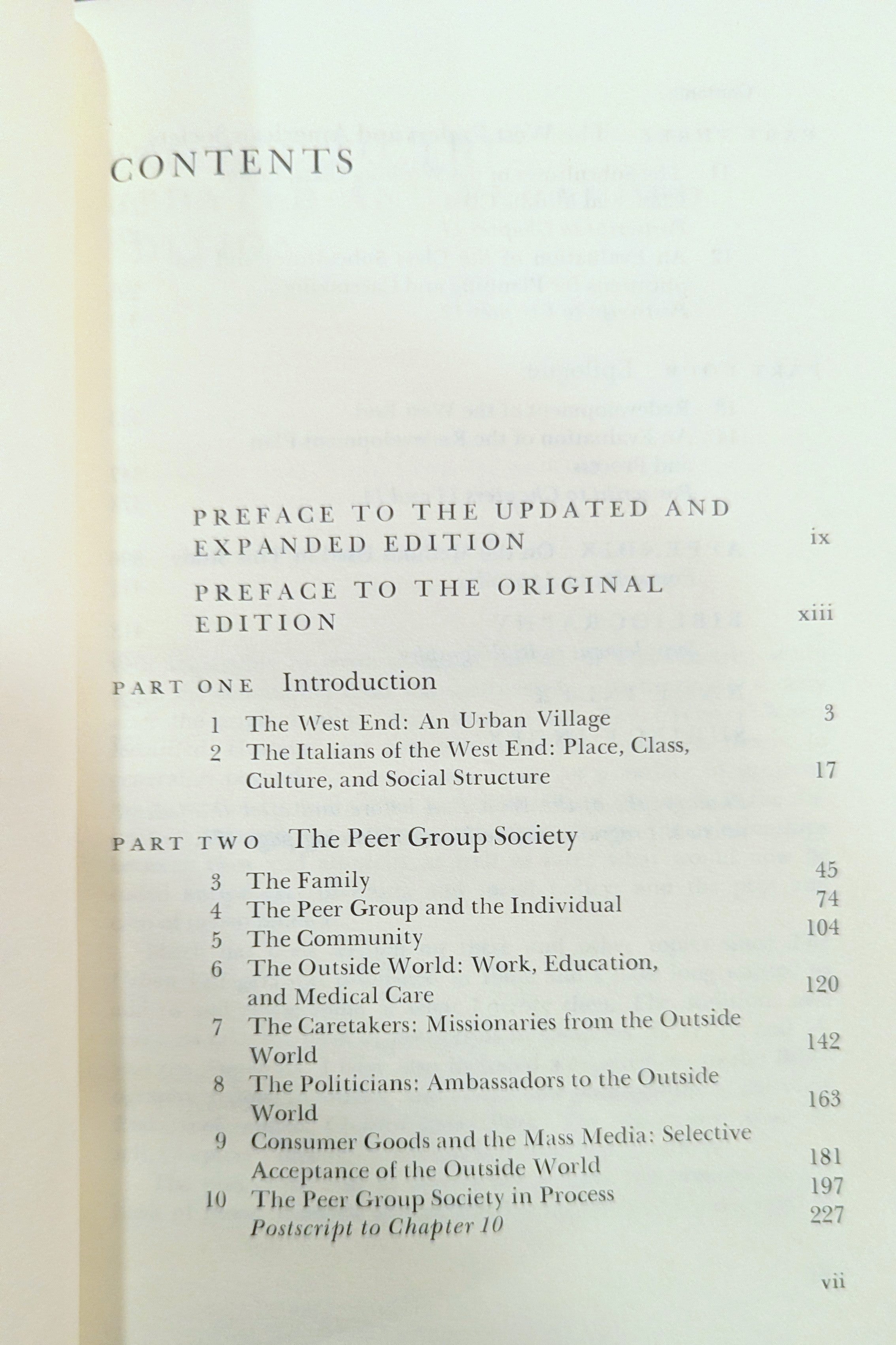The Urban Villagers: Group and Class in the Life of Italian-Americans" by Herbert J. Gans (Updated & Expanded Edition)